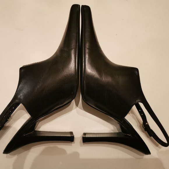 Aldo black leather high heel dress shoes w pointy toes size 7 - Picture 5 of 9